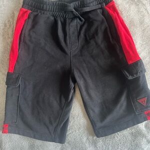 Guess Big Kids Black and Red Cargo Shorts